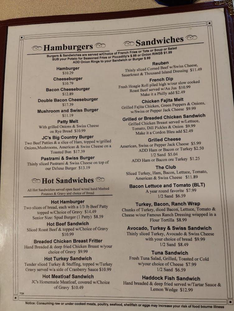 J C's Country Diner Menu image 2
